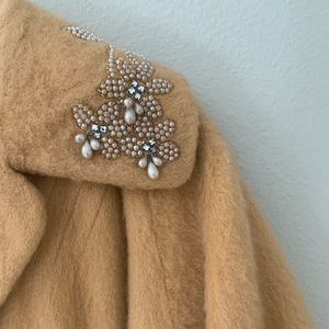 Vintage 1960s mohair coat jacket with pearl detail embellishment